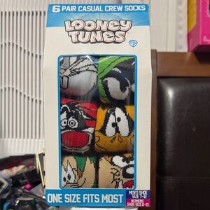 Warner Bros. Looney Tunes Men's Crew Socks - Red, Green, Yellow, Black